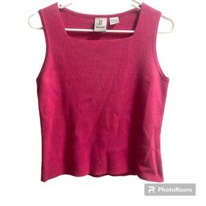 Vintage G Knitwear Barbie Pink Square Neck‎ Sleeveless Sweater Small